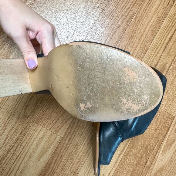 1.State Amble D'Orsay Style Open Toe Wooden Block Heel Leather Open Toe Pump - Picture 7 of 8